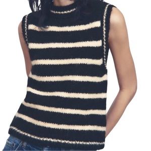 Zara Striped Boxy Fit Cropped Sweater Vest Black White Size Small